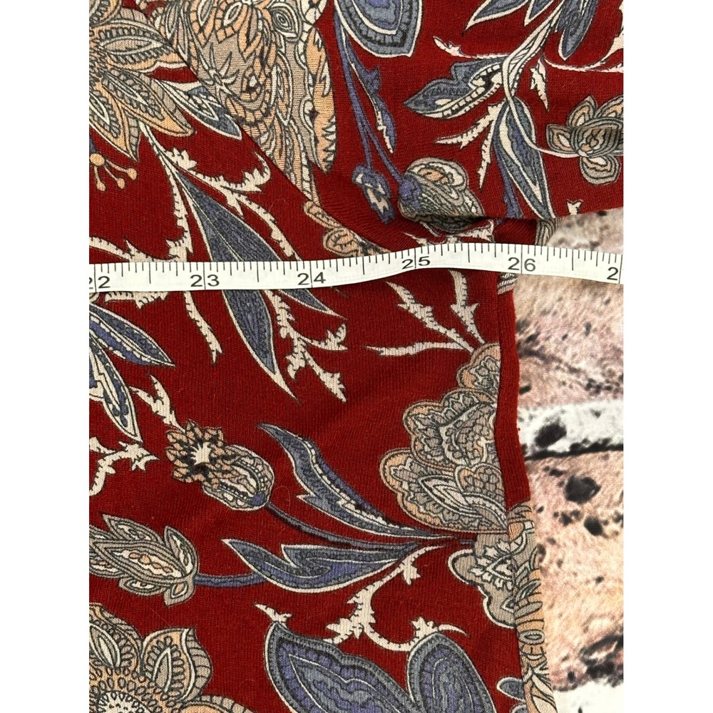 Lucky Brand Red Floral Boho Henley Tunic Blouse Plus Size 2X 3/4 Sleeve Border - Picture 10 of 14